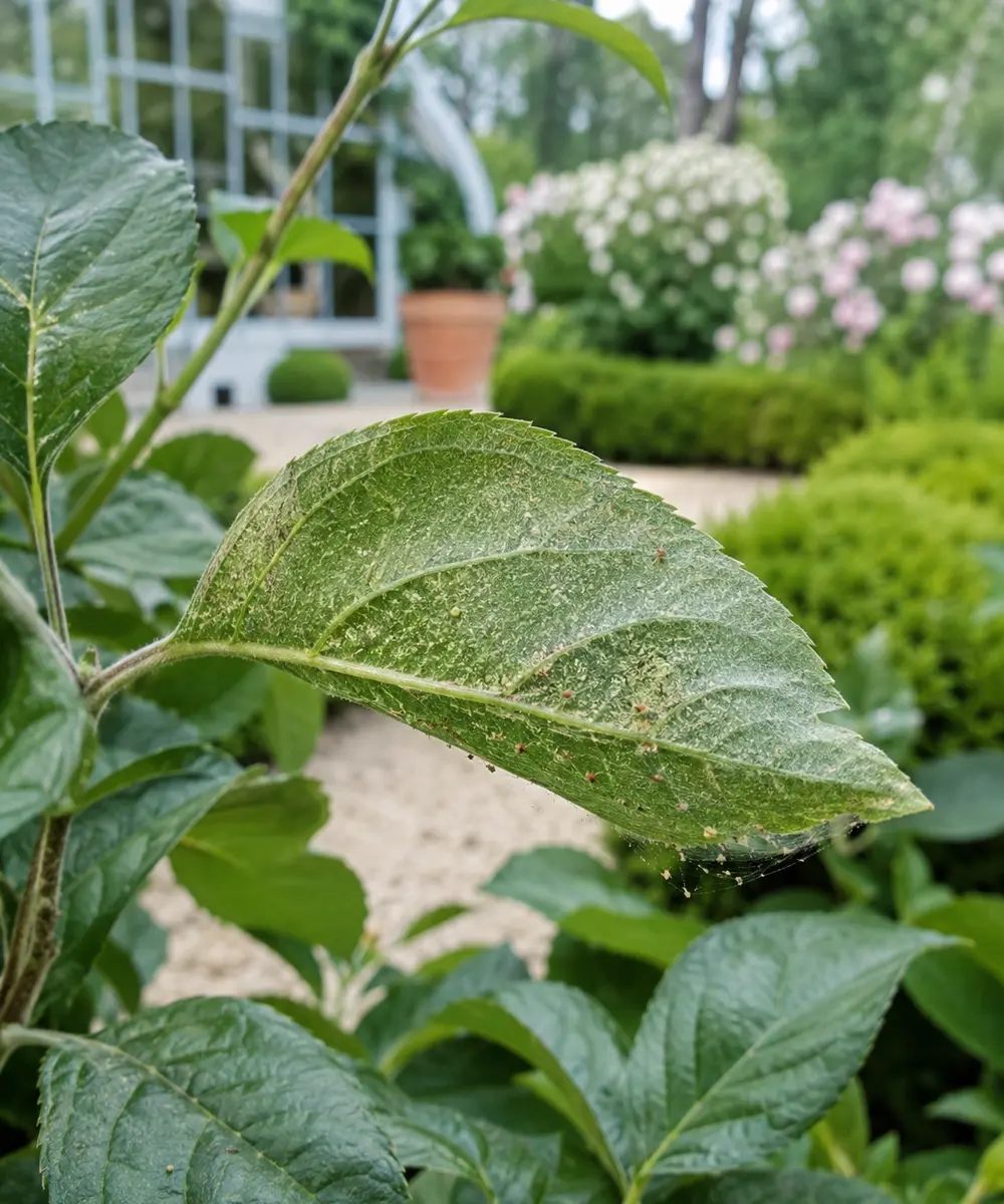 Tétranyques tisserands et fines toiles sur une feuille